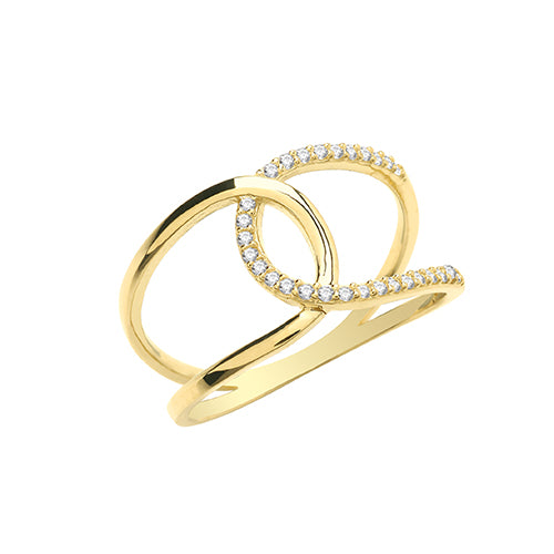 Ladies 9ct Yellow Gold Cubic Zirconium Interlocking Ring