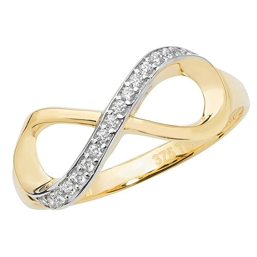Ladies 9ct Yellow Gold Infinity Cubic Zirconium Ring