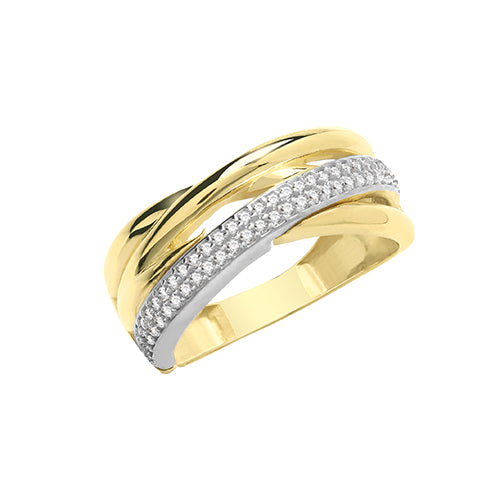 Ladies 9ct Yellow Gold Crossover Cubic Zirconium Eternity Ring