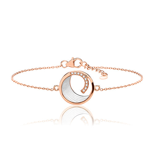 Ladies Silver London & Co Mother Of Pearl And Cubic Zirconium Stone Rose Gold Plated Bracelet