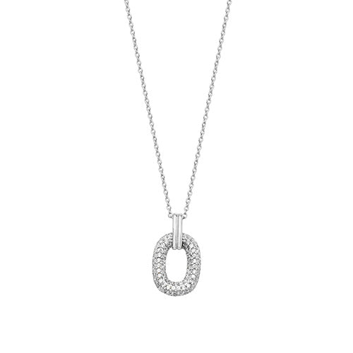Sterling Silver Pave Open Cushion Pendant
