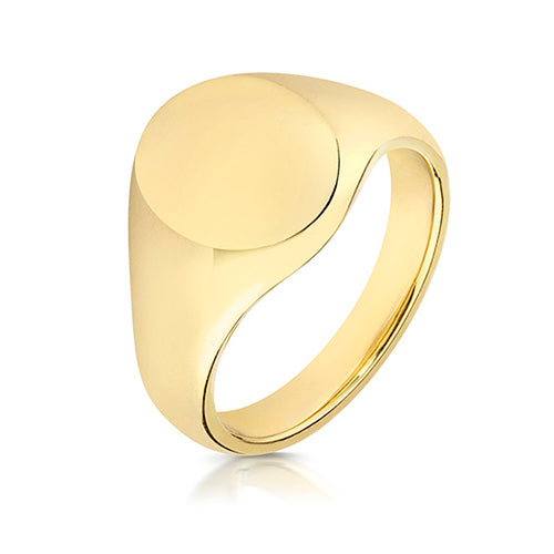 Gents 9ct Yellow Gold Heavy Weight Oval Signet Ring 12X10mm