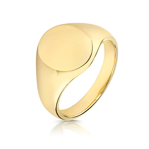 Gents 9ct Yellow Gold 12x10mm Medium Weight Oval Signet Ring