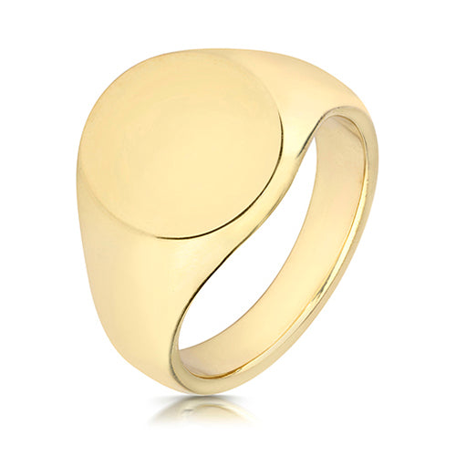 Gents 9ct Yellow Gold 16x13mm Heavy Weight Oval Signet Ring
