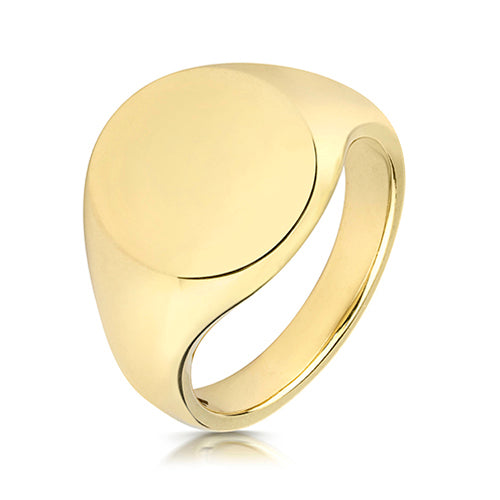 Gents 9ct Yellow Gold 16x13mm Medium Weight Oval Signet Ring