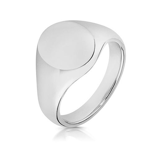 Silver 12x10MM Heavy Weight Oval Signet Ring