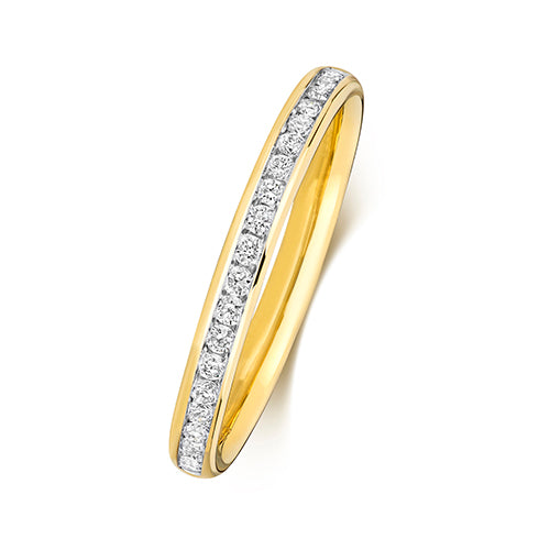 0.19ct 9ct Yellow Gold Brilliant Cut Channel Set Ladies Diamond Wedding Ring