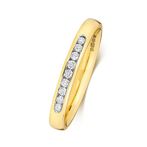 0.11ct 9ct Yellow Gold Brilliant Cut Channel Set Ladies Diamond Eternity Ring